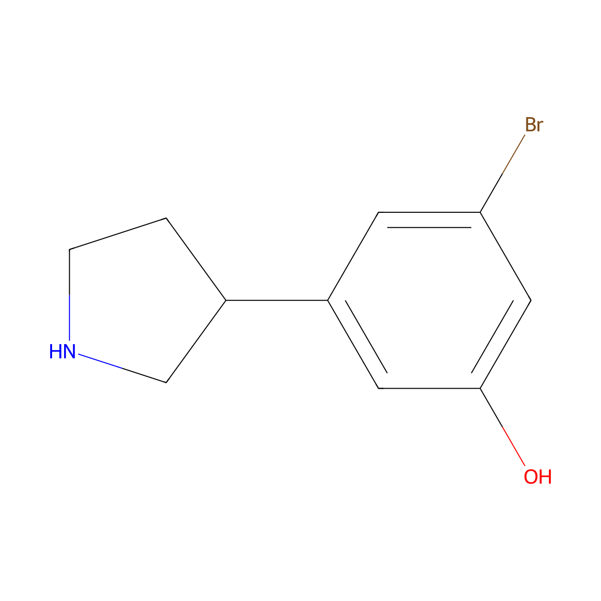 3-Bromo-5-(pyrrolidin-3-yl)phenol molecular structure, CAS 1520970-69-7