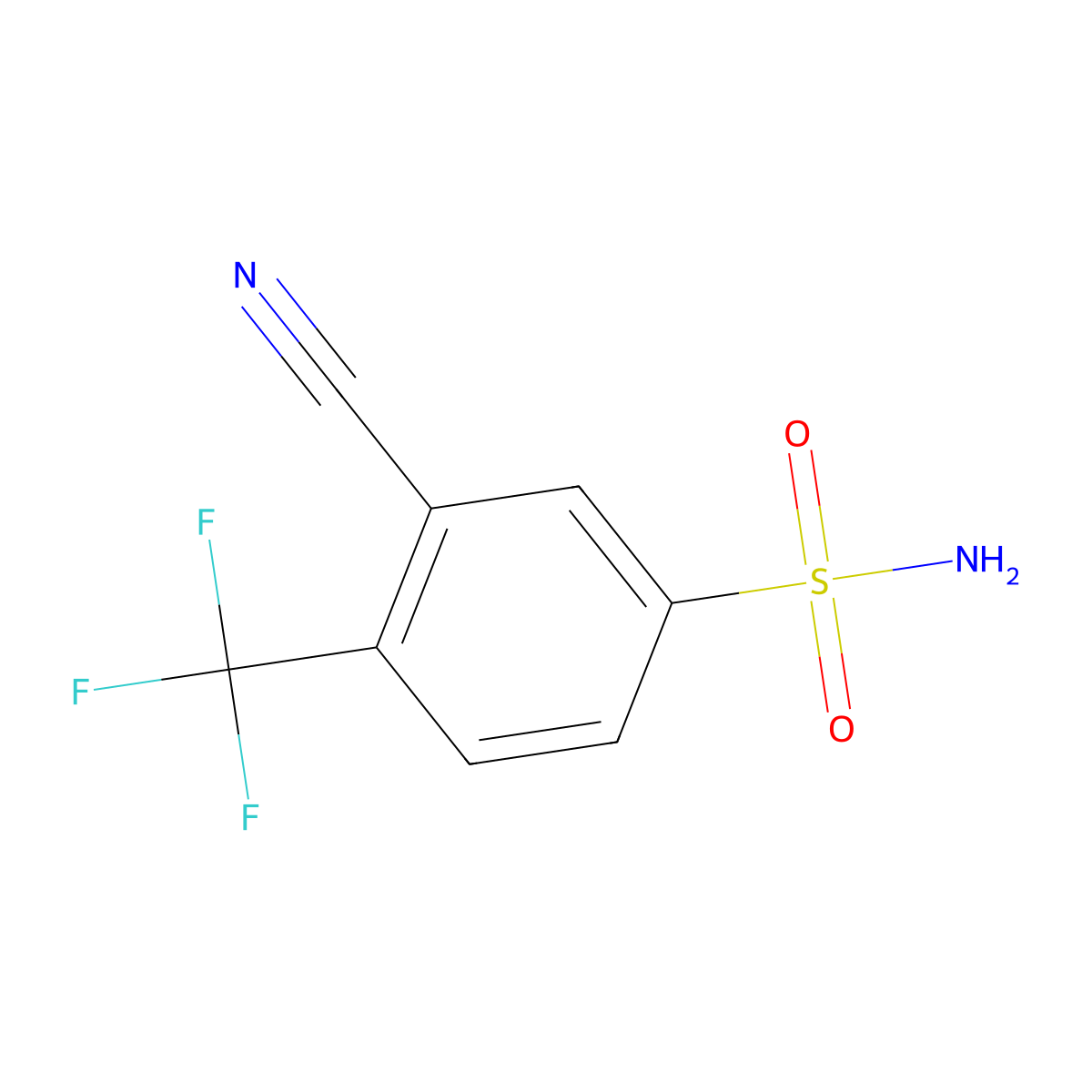 3-Cyano-4-(trifluoromethyl)benzene-1-sulfonamide molecular structure, CAS 1520970-80-2
