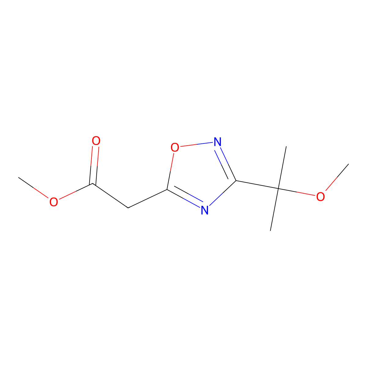 Methyl 2-(3-(2-methoxypropan-2-yl)-1,2,4-oxadiazol-5-yl)acetate molecular structure, CAS 1520975-32-9