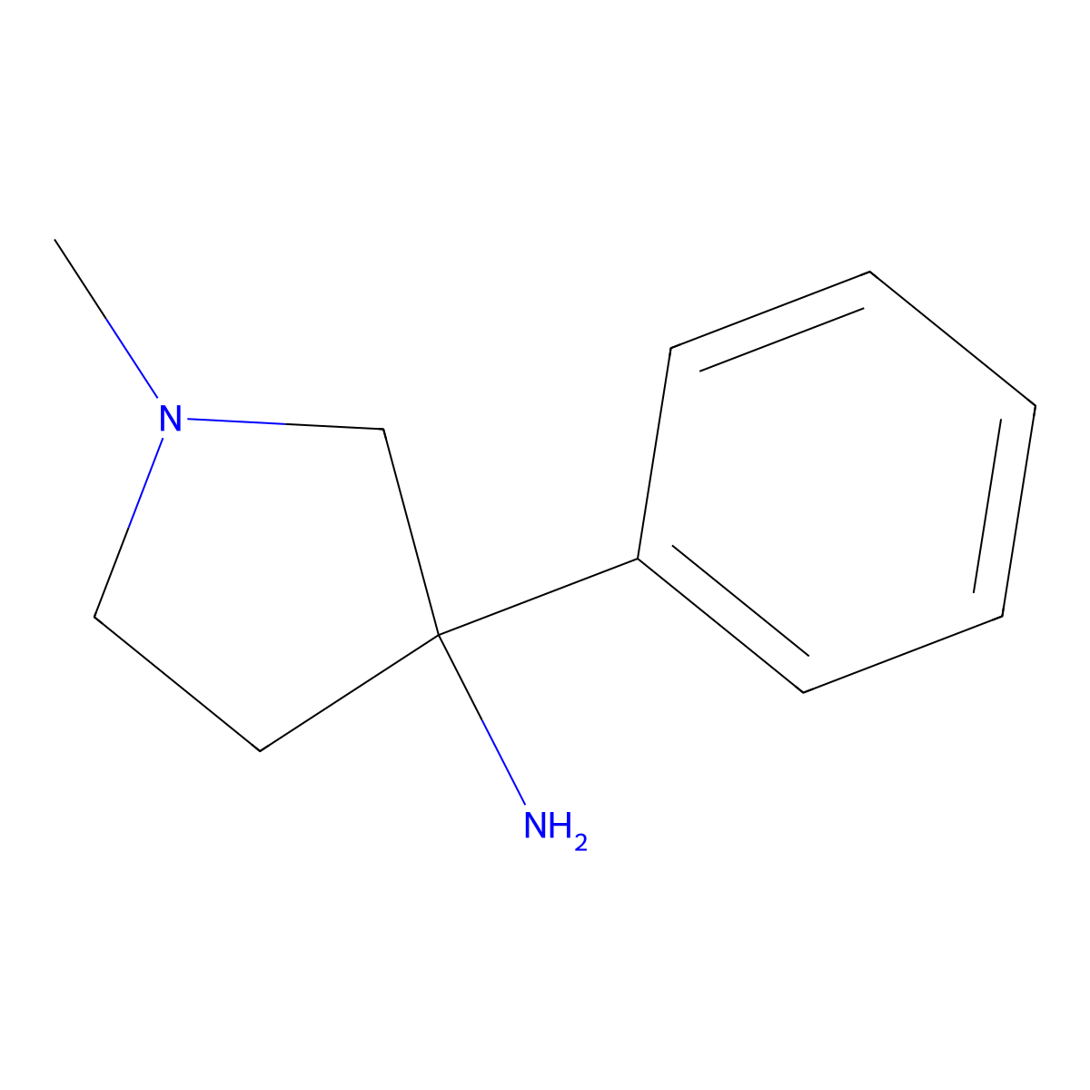 1-Methyl-3-phenylpyrrolidin-3-amine molecular structure, CAS 1520990-19-5