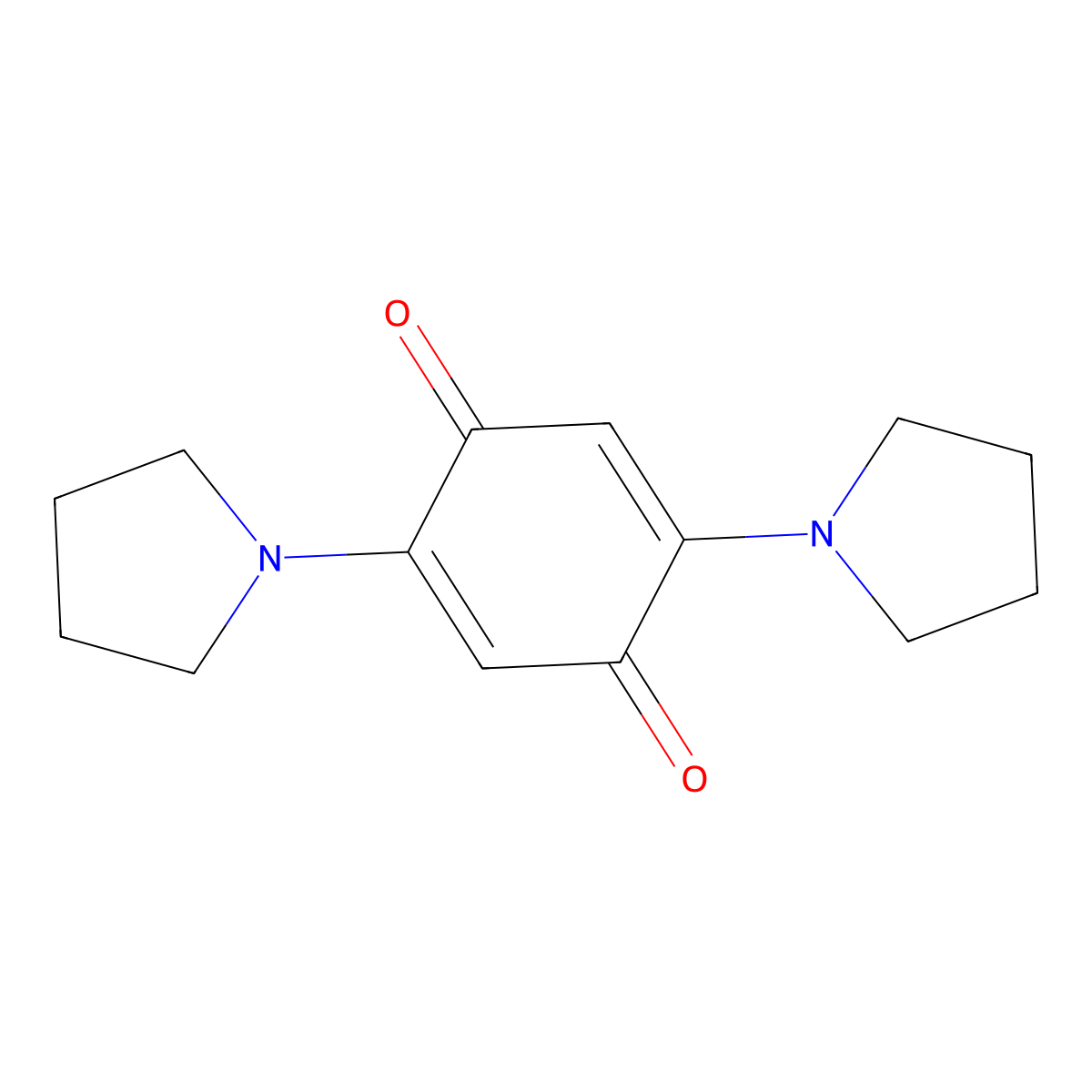 2,5-Bis(pyrrolidin-1-yl)cyclohexa-2,5-diene-1,4-dione molecular structure, CAS 1521-03-5