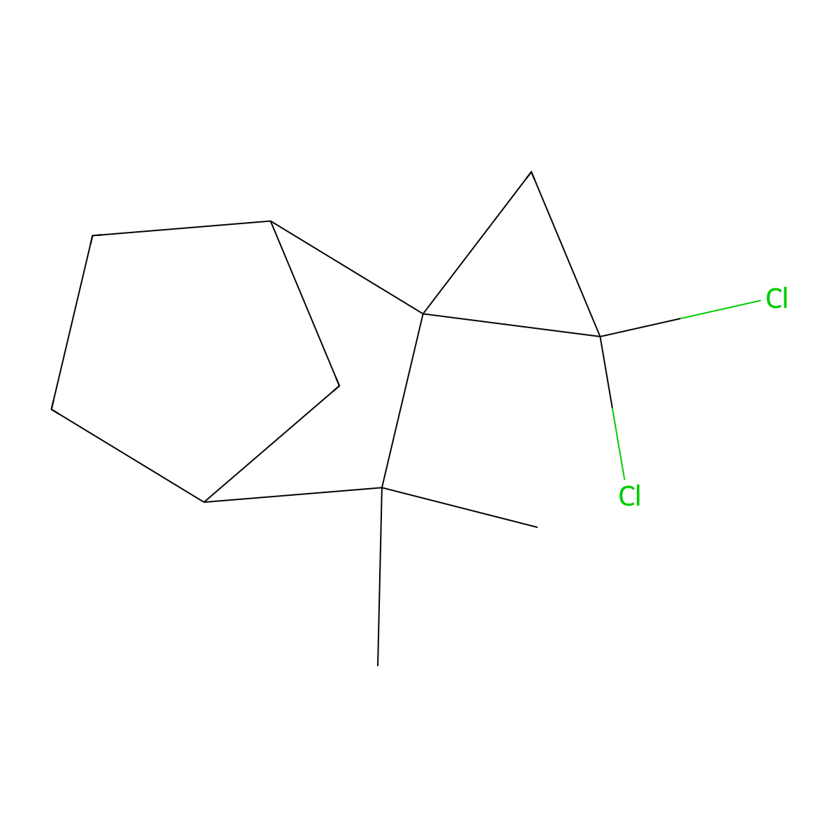 2',2'-Dichloro-3,3-dimethylspiro(bicyclo(2.2.1)heptane-2,1'-cyclopropane) molecular structure, CAS 15210-30-7