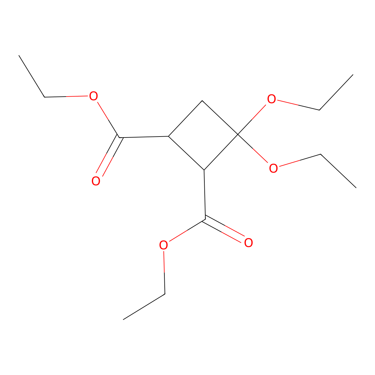Diethyl 3,3-diethoxycyclobutane-1,2-dicarboxylate molecular structure, CAS 15210-38-5