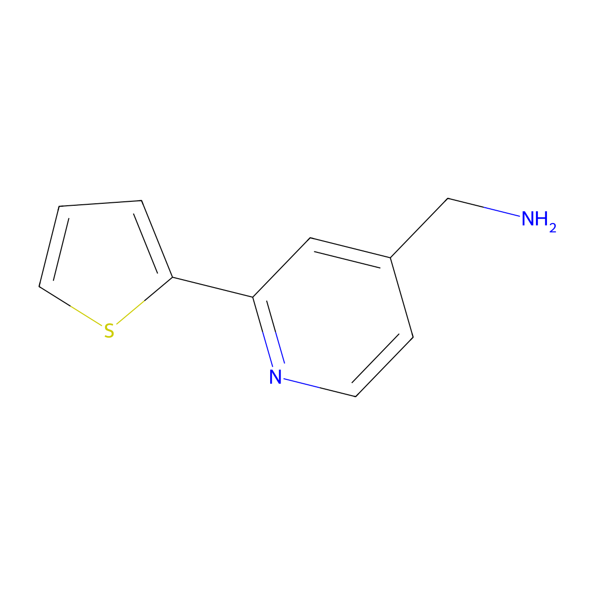 (2-(Thiophen-2-yl)pyridin-4-yl)methanamine molecular structure, CAS 1521000-99-6