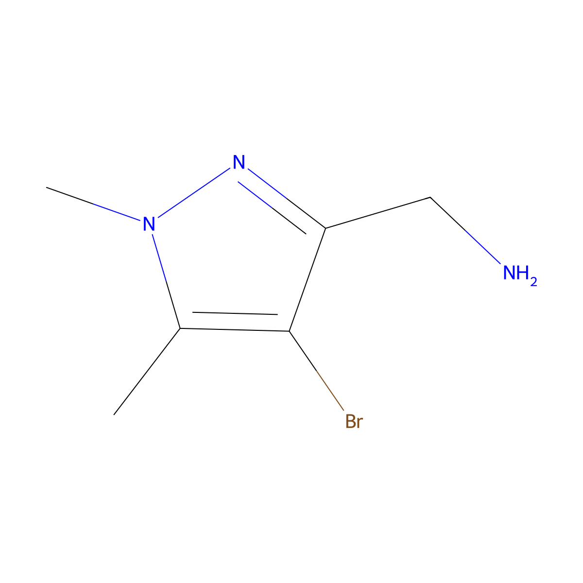 (4-bromo-1,5-dimethyl-1H-pyrazol-3-yl)methanamine molecular structure, CAS 1521001-46-6