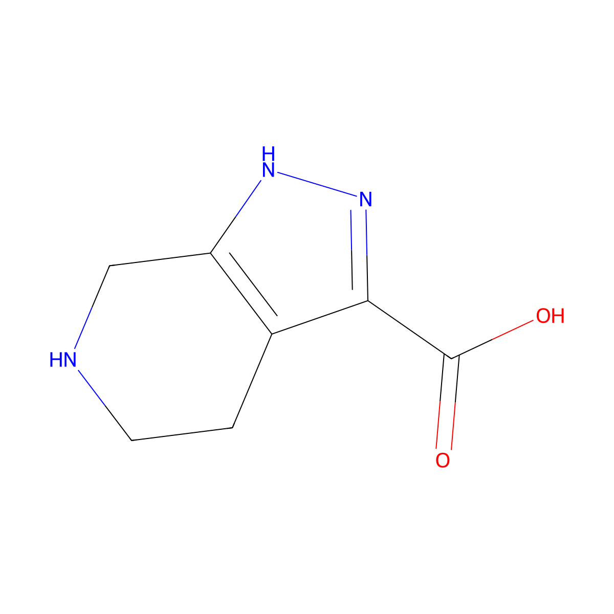4,5,6,7-Tetrahydro-2H-pyrazolo[3,4-c]pyridine-3-carboxylic acid molecular structure, CAS 1521005-43-5