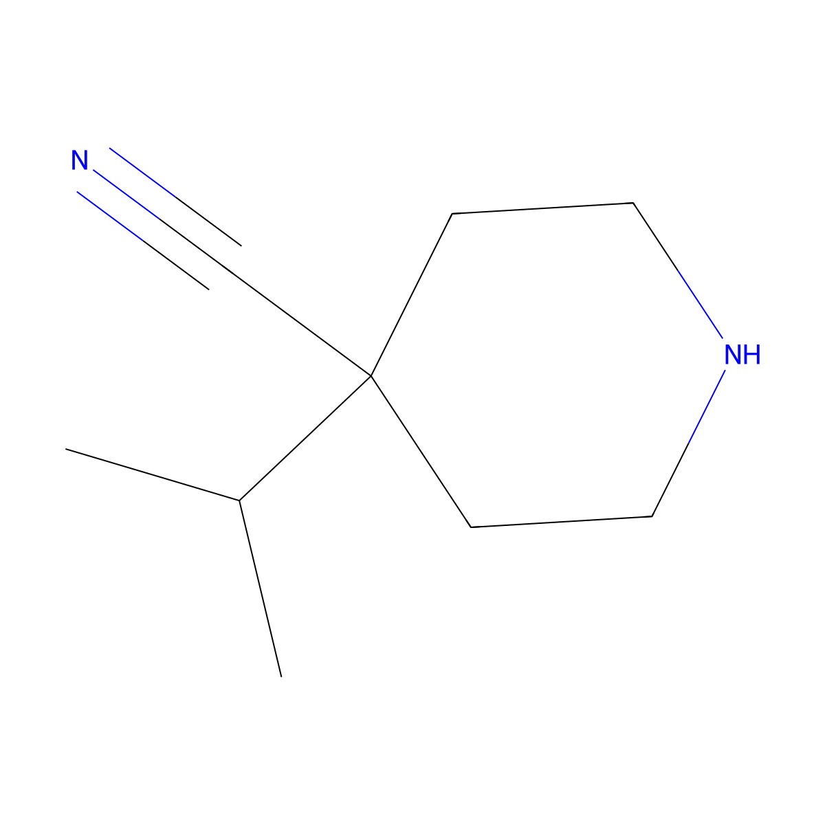 4-(Propan-2-yl)piperidine-4-carbonitrile molecular structure, CAS 1521017-30-0