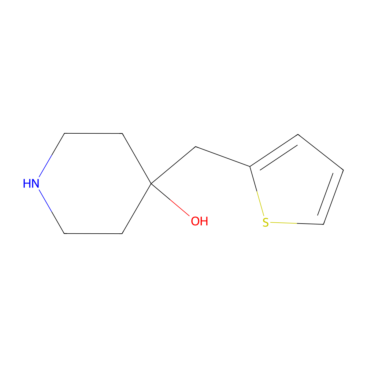 4-(Thiophen-2-ylmethyl)piperidin-4-ol molecular structure, CAS 1521019-01-1