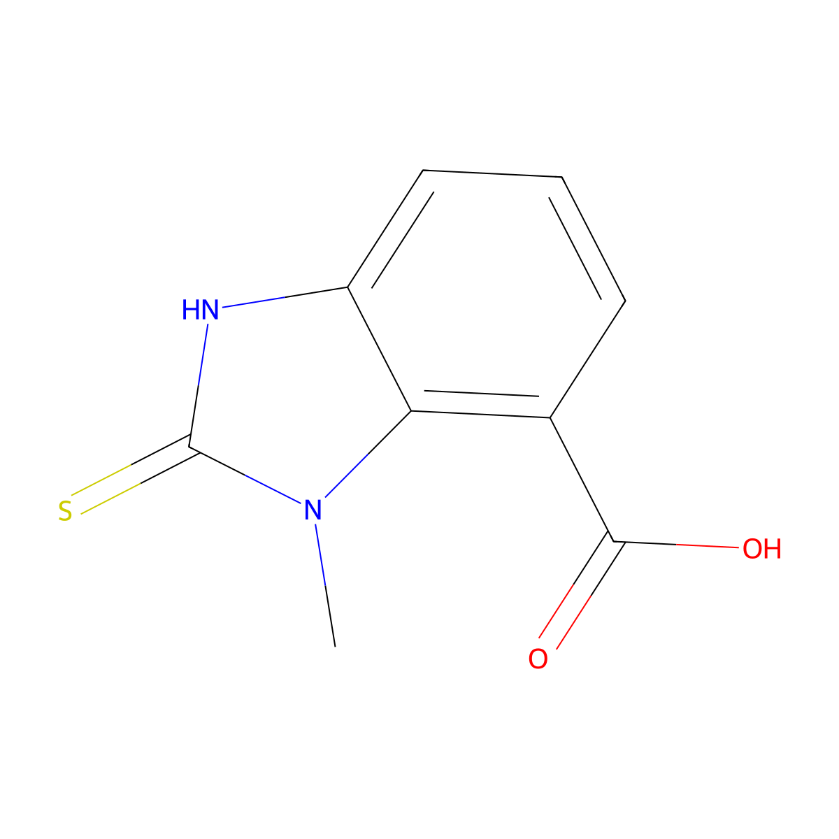 1-Methyl-2-sulfanyl-1H-1,3-benzodiazole-7-carboxylic acid molecular structure, CAS 1521042-14-7