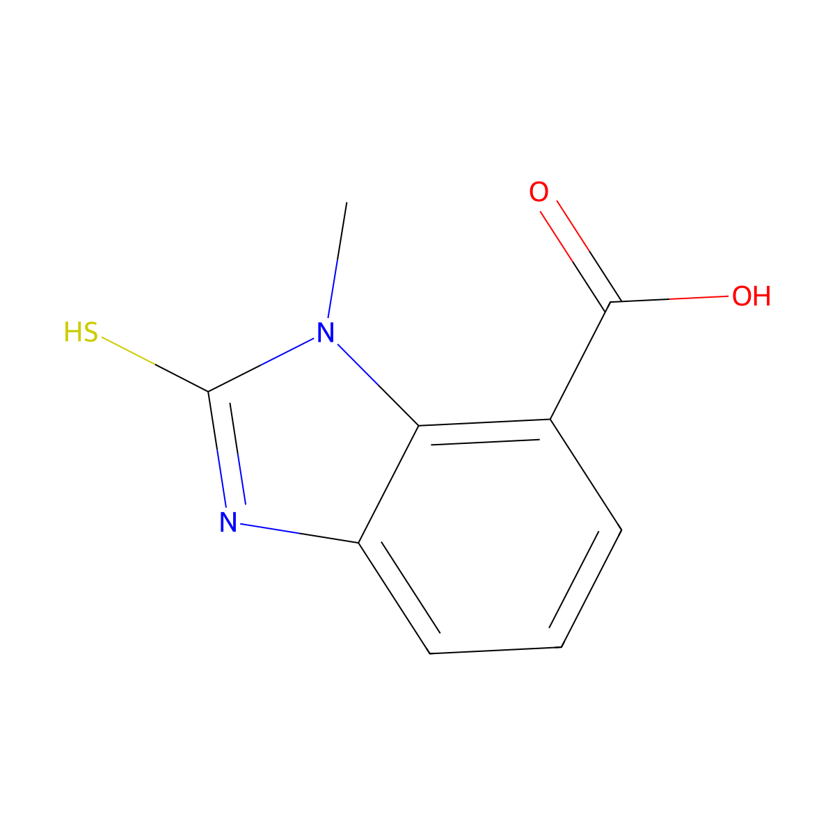 1-Methyl-2-sulfanyl-1H-1,3-benzodiazole-7-carboxylic acid molecular structure, CAS 1521042-14-7