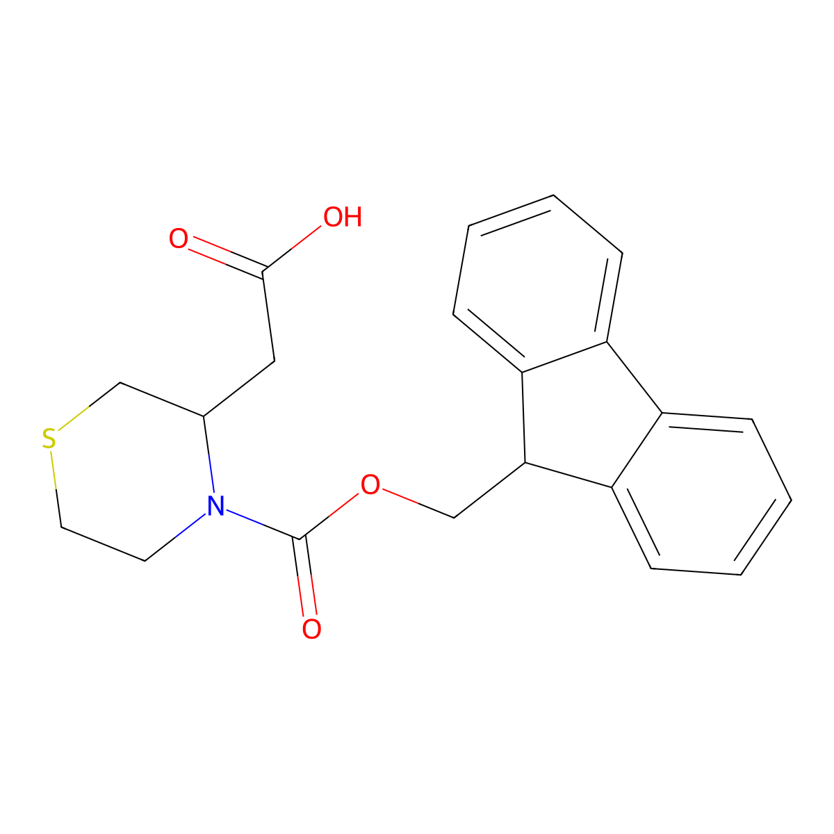 2-(4-{[(9H-fluoren-9-yl)methoxy]carbonyl}thiomorpholin-3-yl)acetic acid molecular structure, CAS 1521047-51-7
