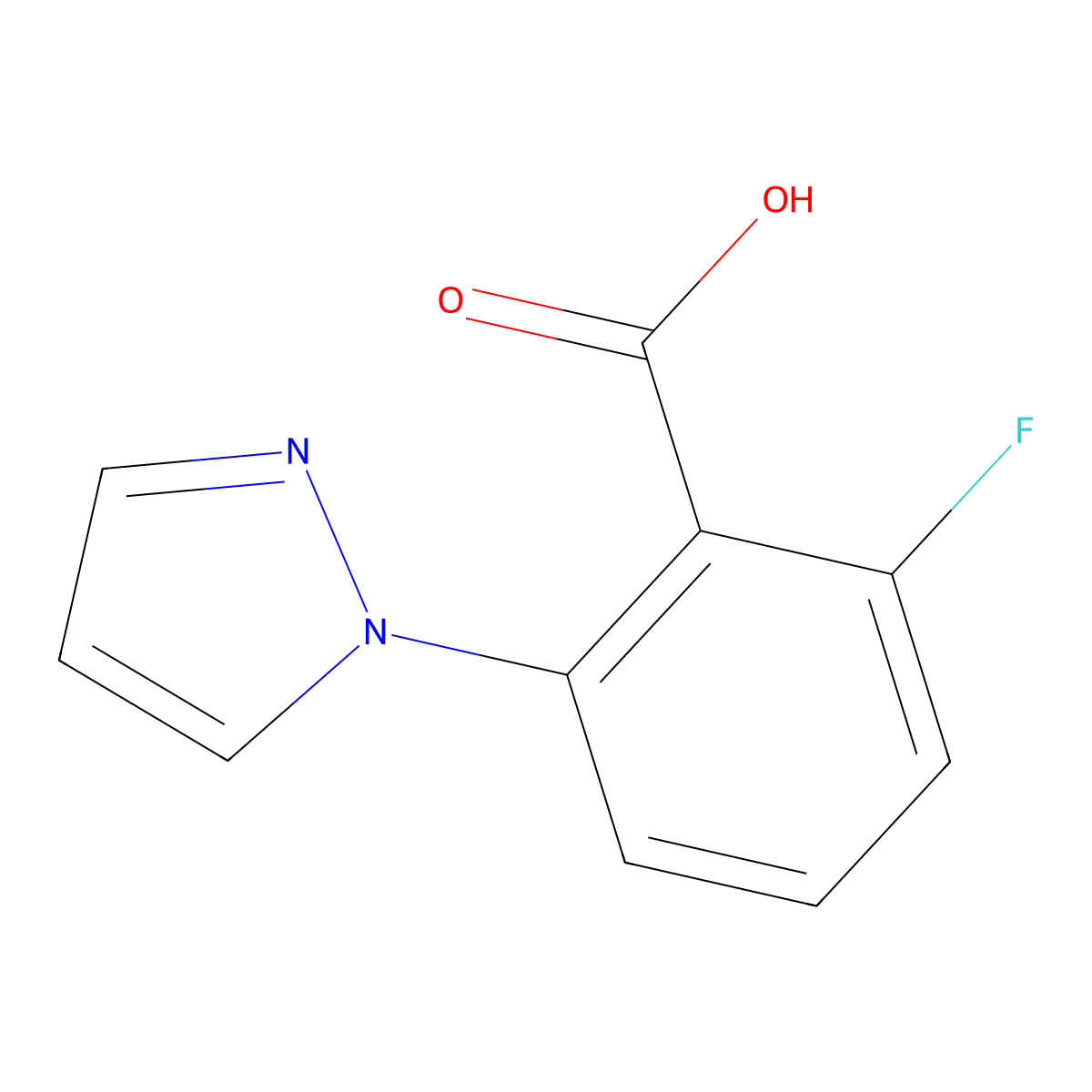 2-fluoro-6-(1H-pyrazol-1-yl)benzoic acid molecular structure, CAS 1521055-55-9