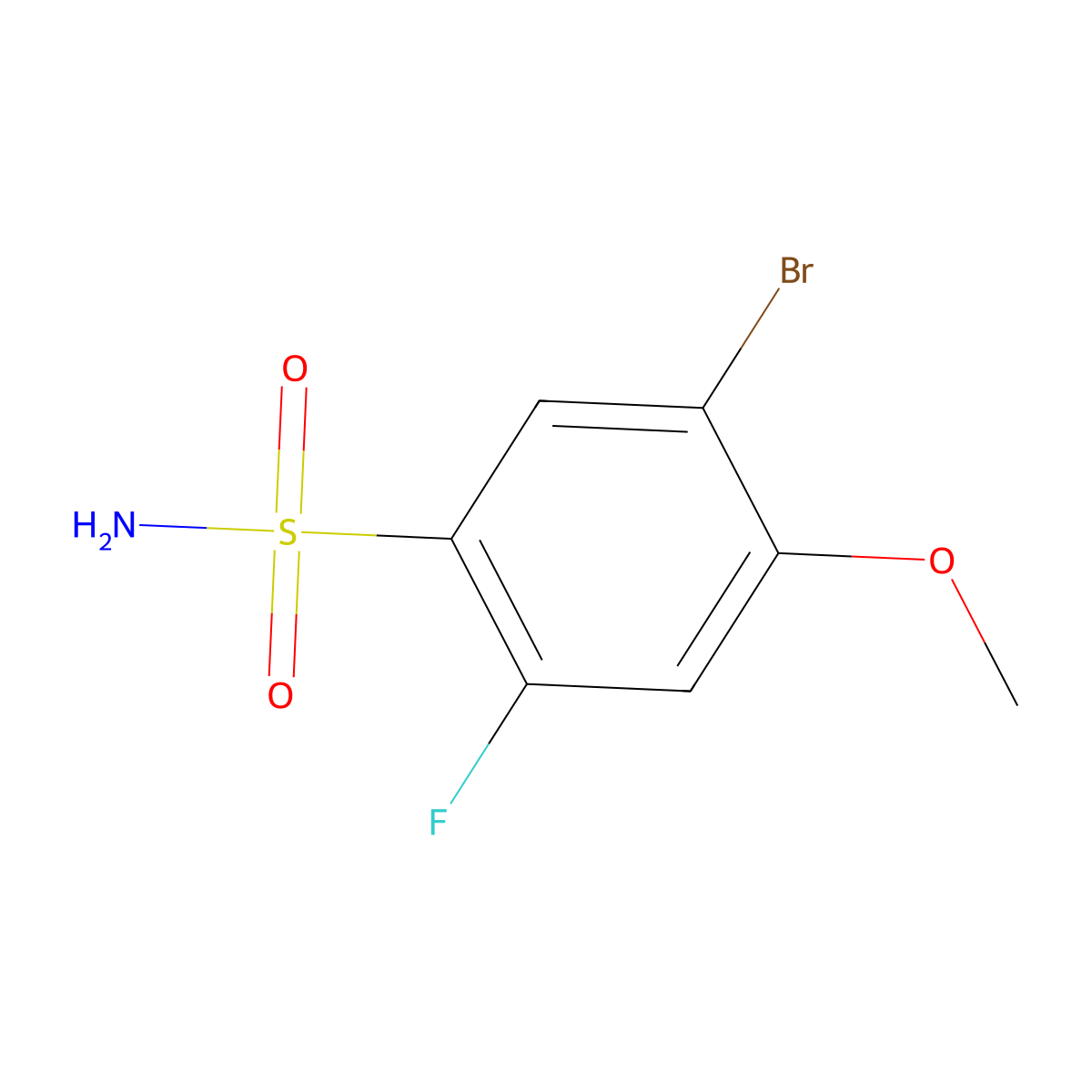 5-Bromo-2-fluoro-4-methoxybenzene-1-sulfonamide molecular structure, CAS 1521070-41-6