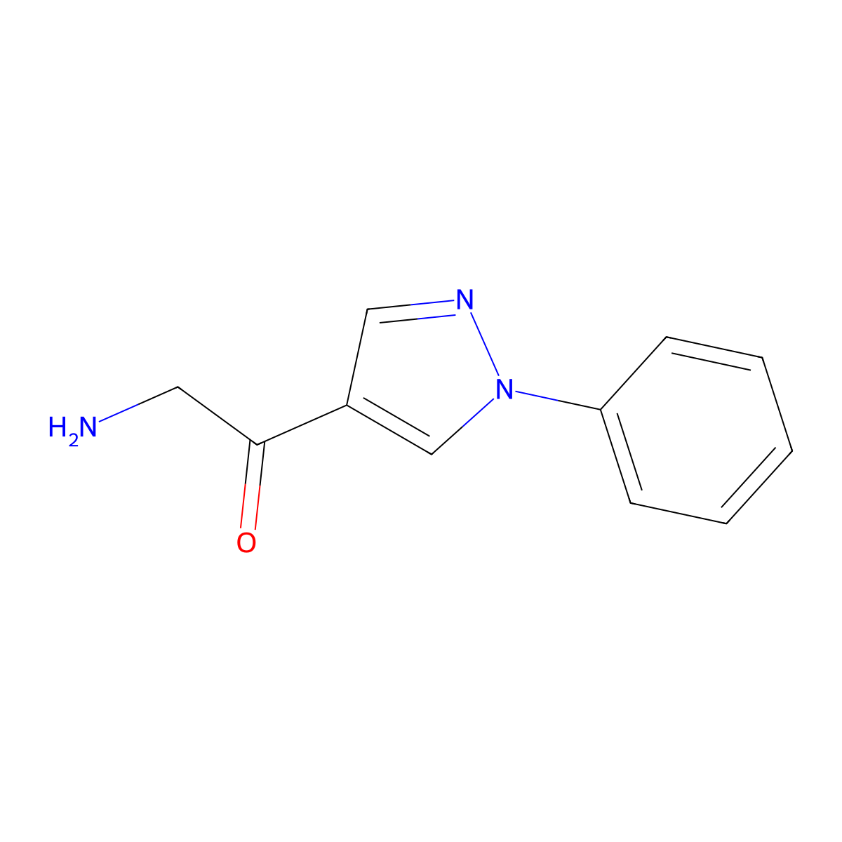 2-Amino-1-(1-phenyl-1h-pyrazol-4-yl)ethan-1-one molecular structure, CAS 1521074-57-6