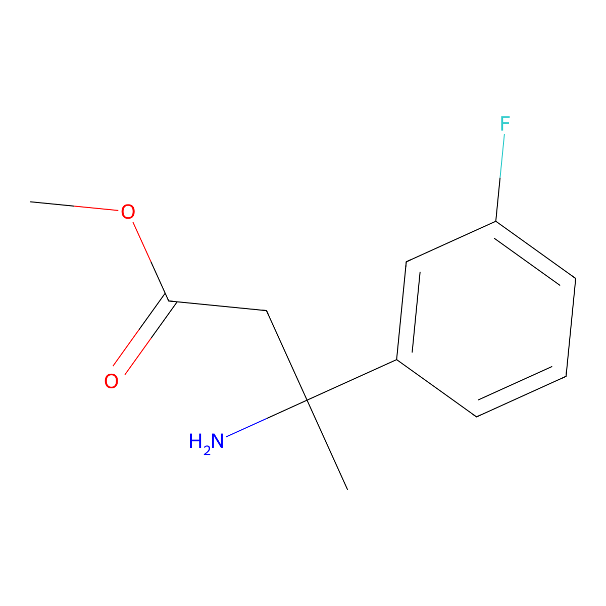 Methyl 3-amino-3-(3-fluorophenyl)butanoate molecular structure, CAS 1521086-20-3