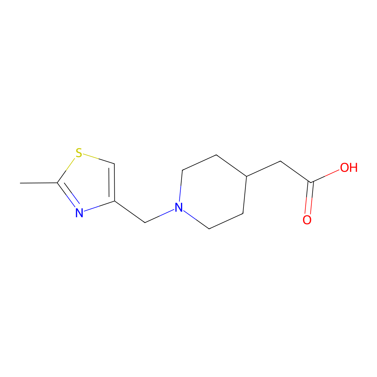 2-(1-((2-Methylthiazol-4-yl)methyl)piperidin-4-yl)acetic acid molecular structure, CAS 1521094-84-7