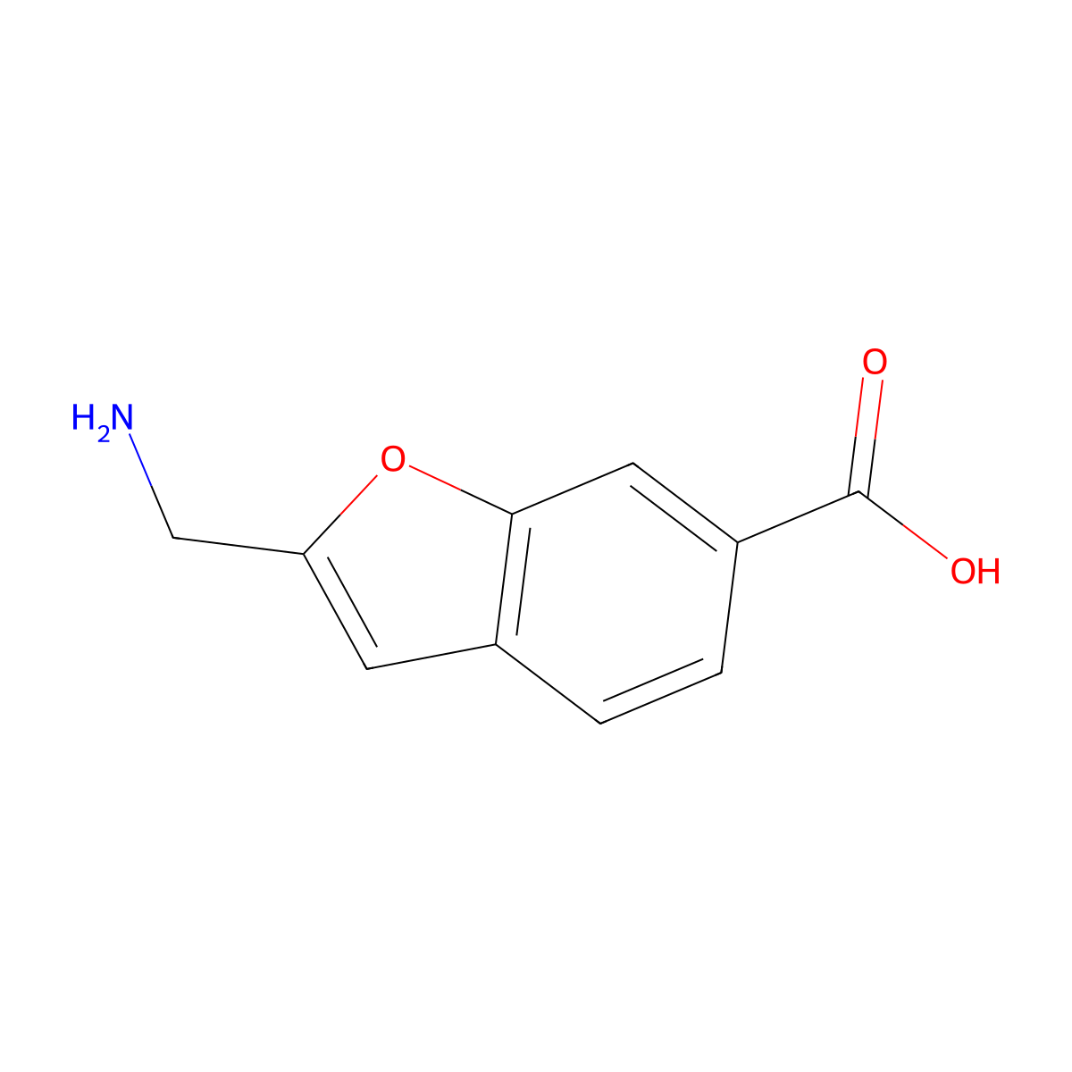 2-(Aminomethyl)-1-benzofuran-6-carboxylic acid molecular structure, CAS 1521096-94-5