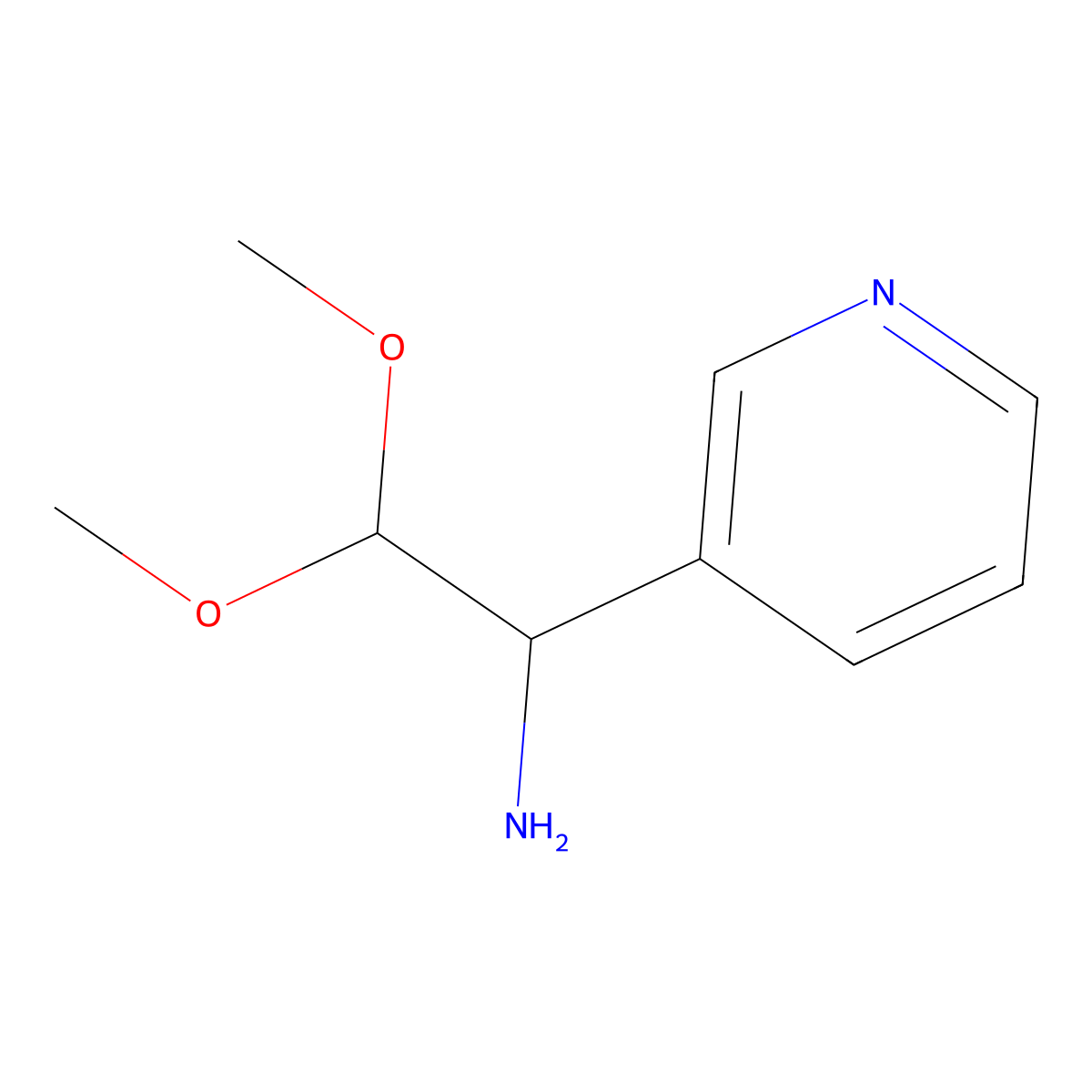 2,2-Dimethoxy-1-(pyridin-3-yl)ethan-1-amine molecular structure, CAS 1521100-22-0
