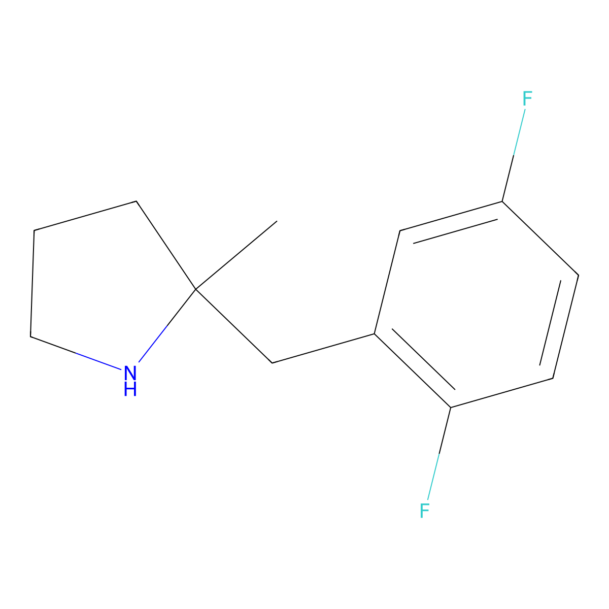 2-[(2,5-Difluorophenyl)methyl]-2-methylpyrrolidine molecular structure, CAS 1521101-10-9