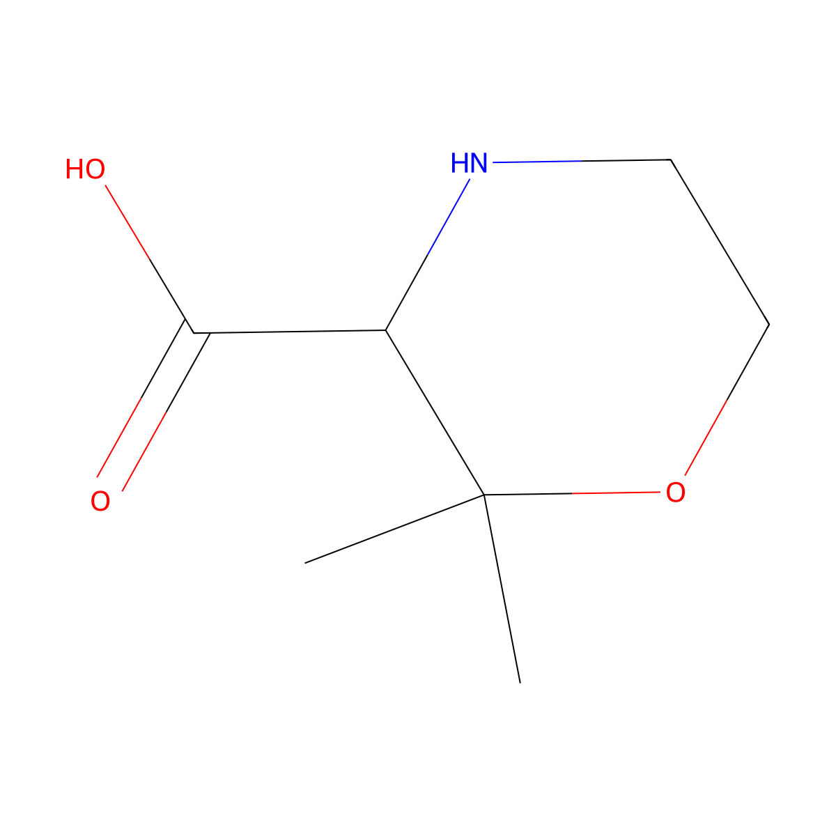 2,2-Dimethylmorpholine-3-carboxylic acid molecular structure, CAS 1521105-97-4