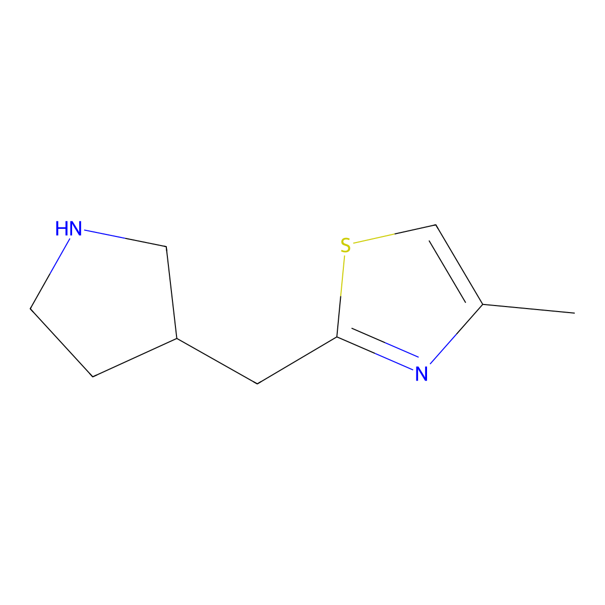 4-Methyl-2-[(pyrrolidin-3-yl)methyl]-1,3-thiazole molecular structure, CAS 1521112-55-9