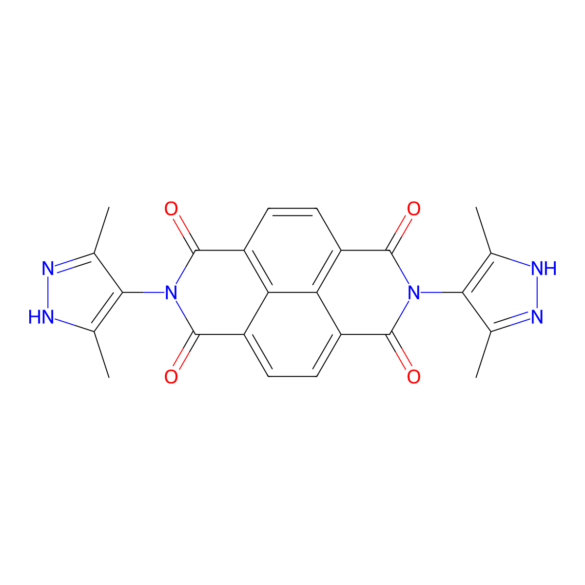 2,7-Bis(3,5-dimethyl-1H-pyrazol-4-yl)benzo[lmn][3,8]phenanthroline-1,3,6,8(2H,7H)-tetraone molecular structure, CAS 1521159-33-0
