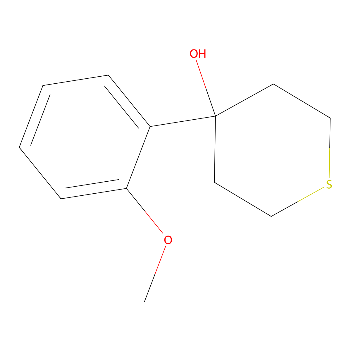 4-(2-Methoxyphenyl)thian-4-ol molecular structure, CAS 1521163-91-6