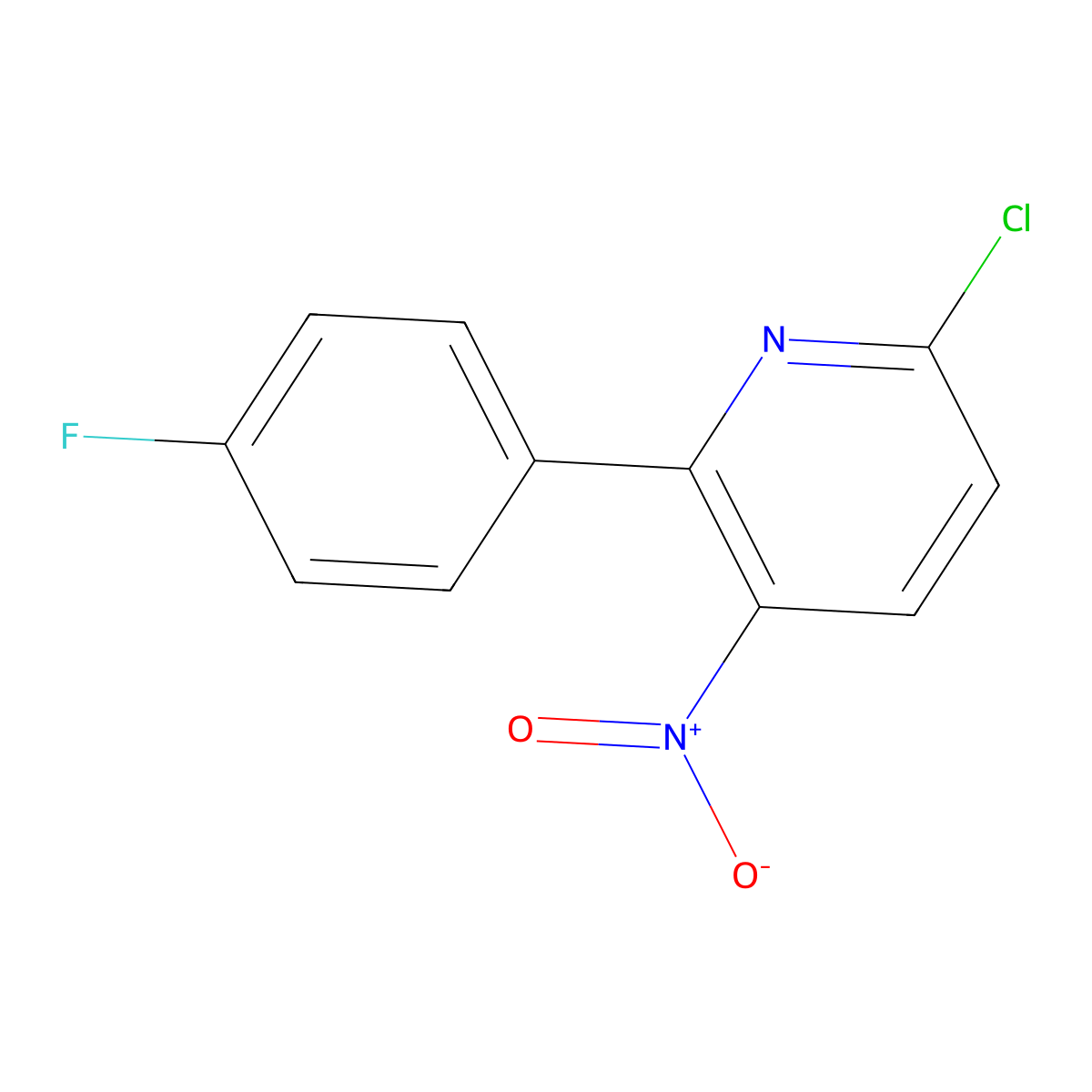 6-Chloro-2-(4-fluorophenyl)-3-nitropyridine molecular structure, CAS 1521169-86-7