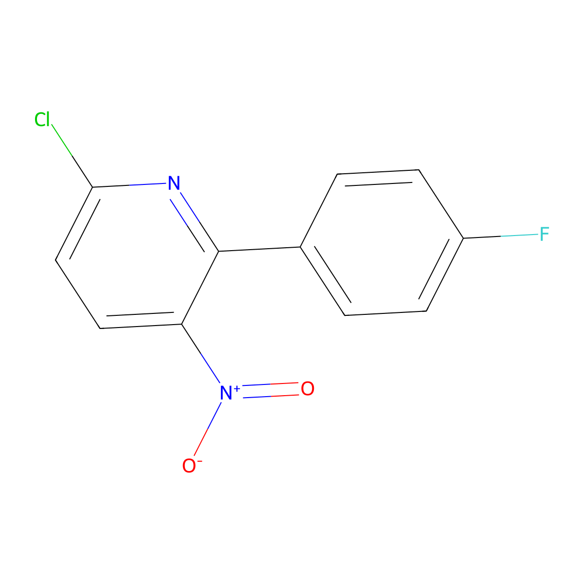 6-Chloro-2-(4-fluorophenyl)-3-nitropyridine molecular structure, CAS 1521169-86-7