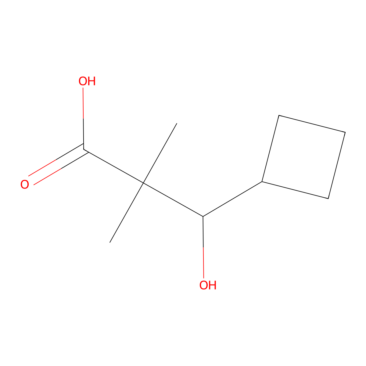 3-Cyclobutyl-3-hydroxy-2,2-dimethylpropanoic acid molecular structure, CAS 1521181-16-7