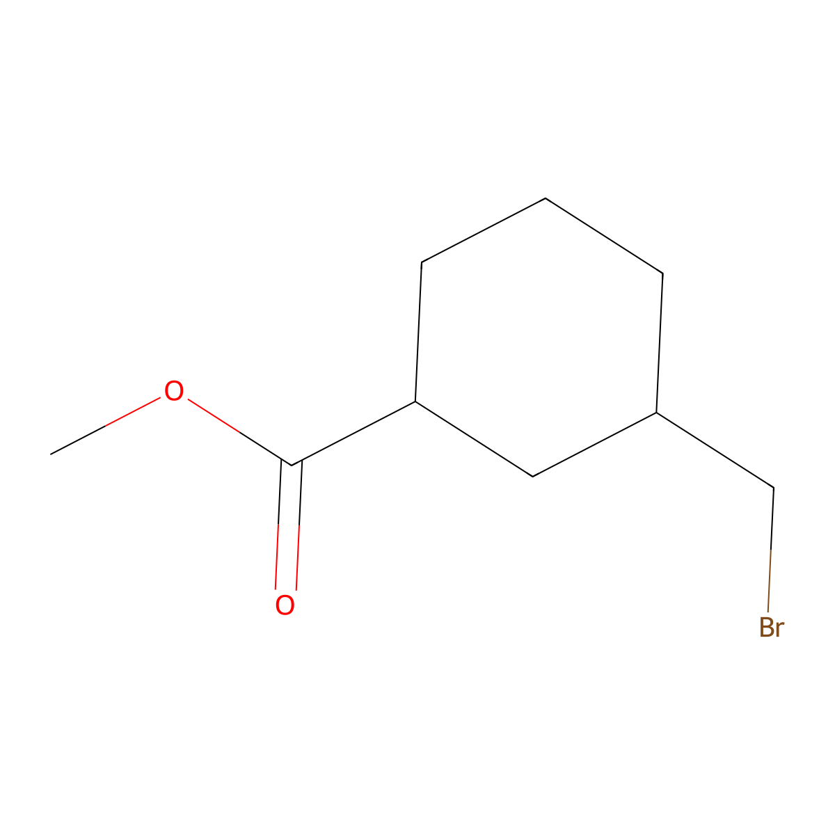 Methyl 3-(bromomethyl)cyclohexanecarboxylate molecular structure, CAS 1521182-35-3
