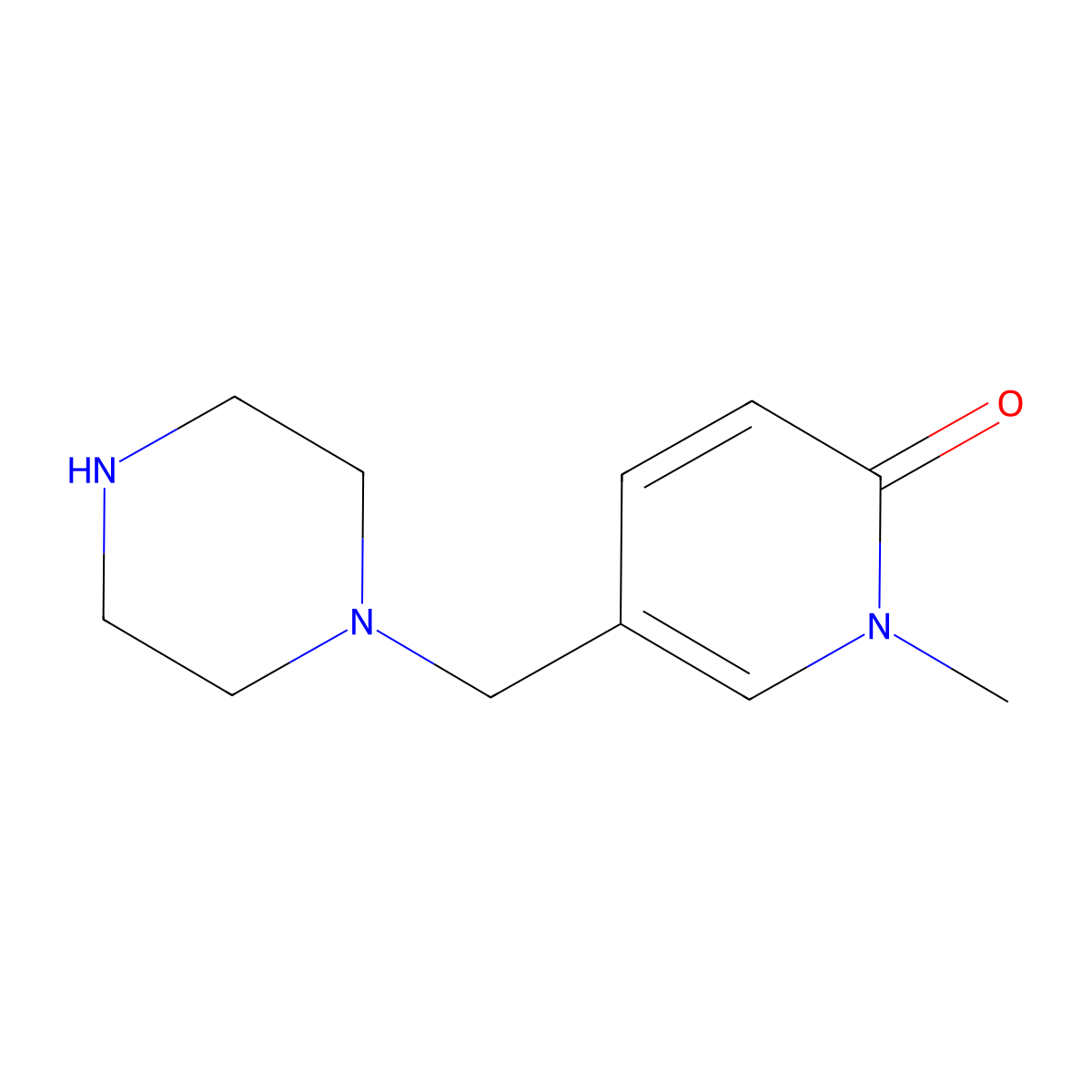 1-Methyl-5-[(piperazin-1-yl)methyl]-1,2-dihydropyridin-2-one molecular structure, CAS 1521193-43-0
