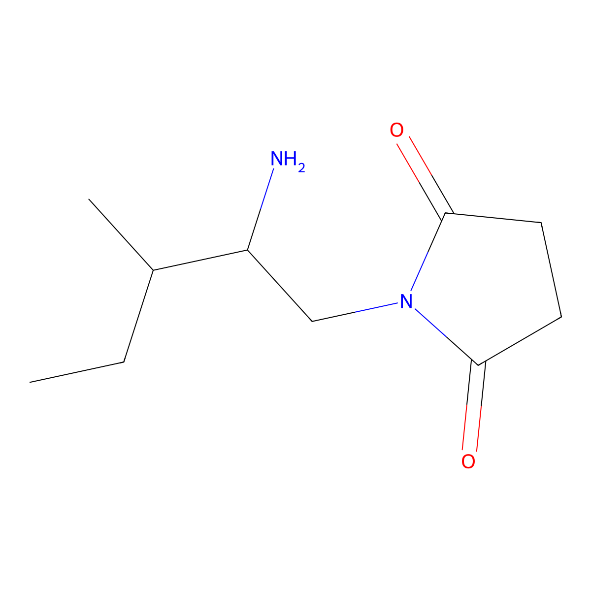 1-(2-Amino-3-methylpentyl)pyrrolidine-2,5-dione molecular structure, CAS 1521195-23-2