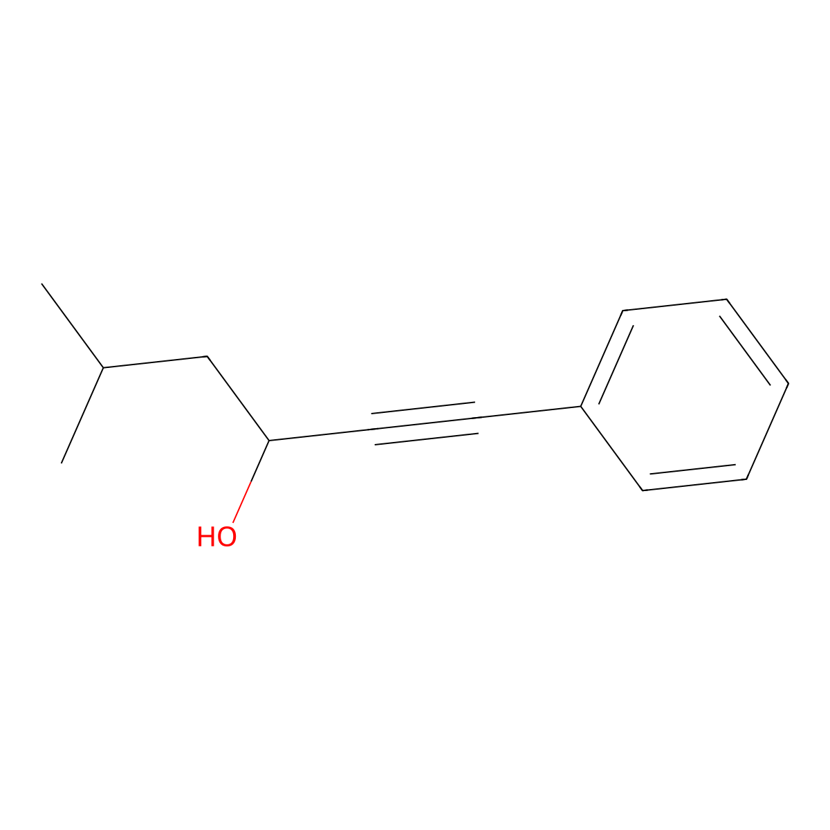 5-Methyl-1-phenyl-1-hexyn-3-ol molecular structure, CAS 15212-29-0