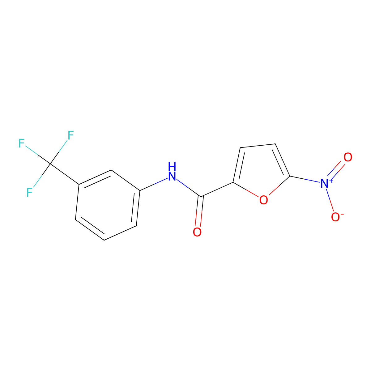 5-nitro-N-[3-(trifluoromethyl)phenyl]furan-2-carboxamide molecular structure, CAS 15212-60-9
