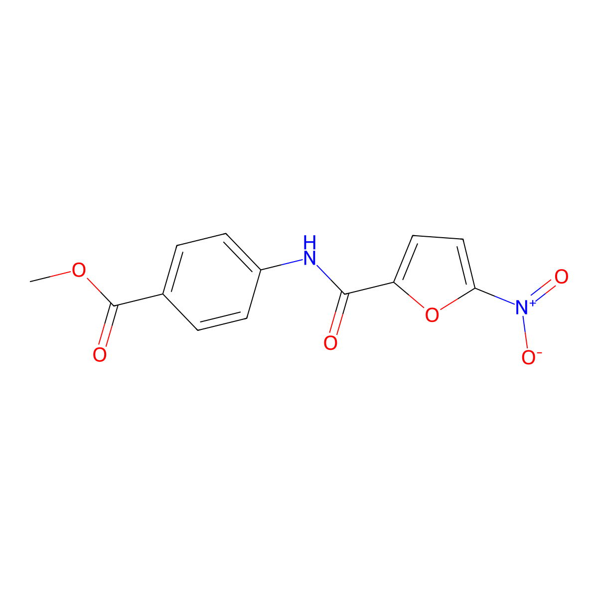 Methyl 4-[(5-nitrofuran-2-carbonyl)amino]benzoate molecular structure, CAS 15212-62-1