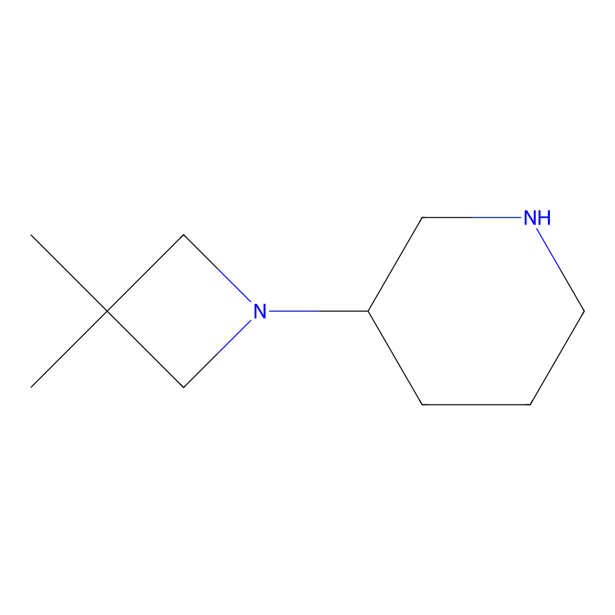 3-(3,3-Dimethylazetidin-1-yl)piperidine molecular structure, CAS 1521203-48-4
