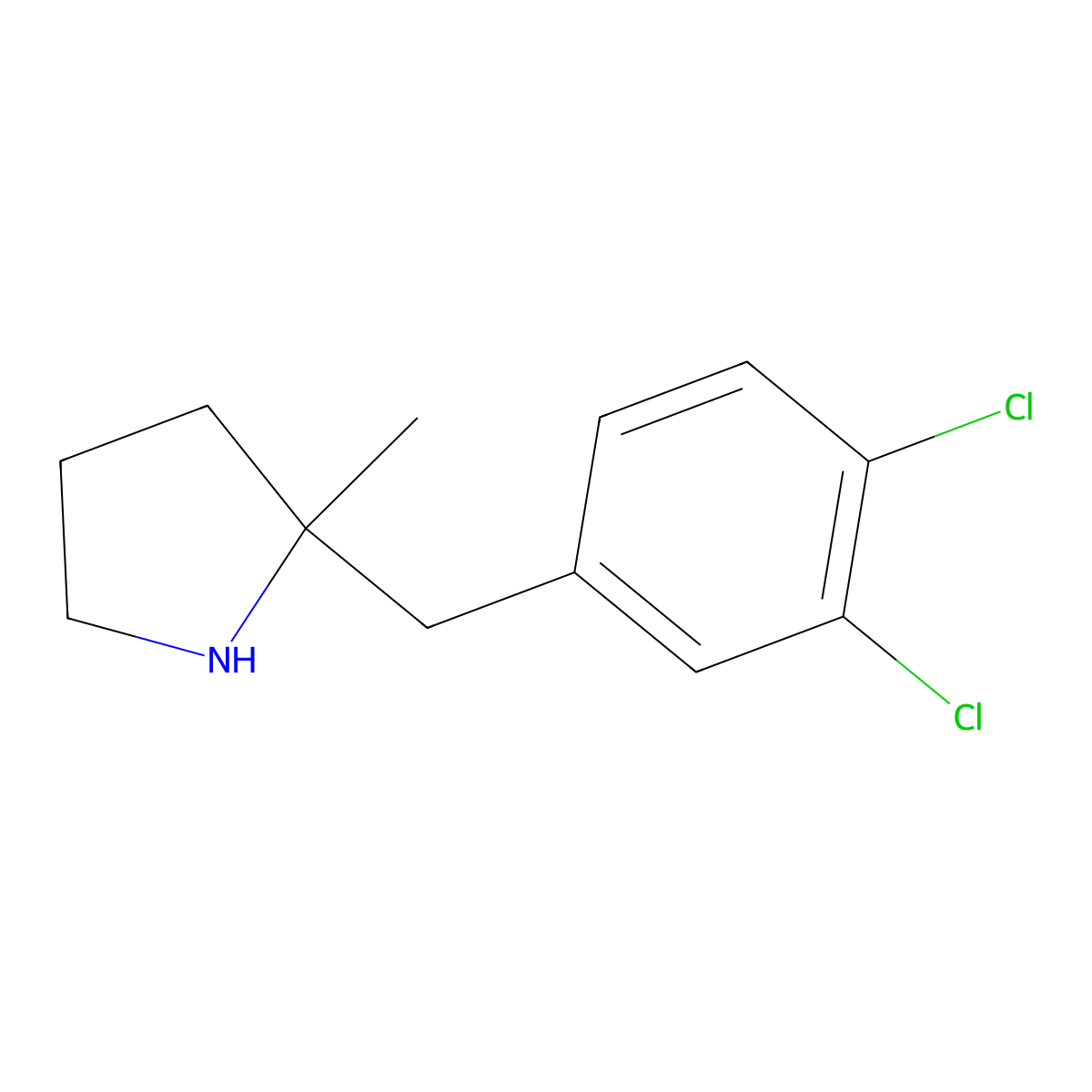 2-[(3,4-Dichlorophenyl)methyl]-2-methylpyrrolidine molecular structure, CAS 1521208-36-5