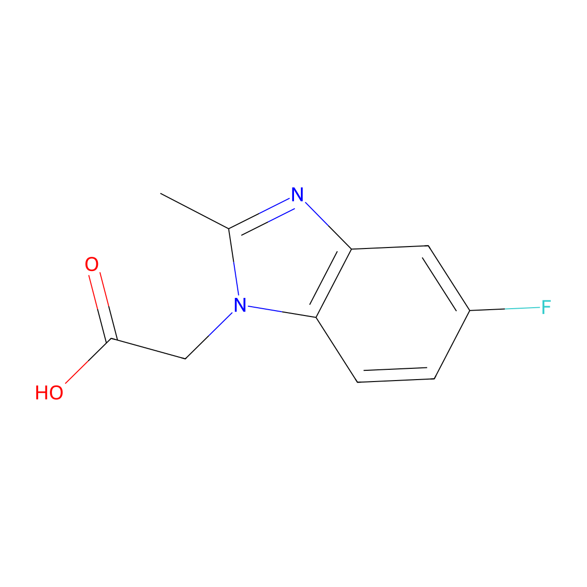 2-(5-Fluoro-2-methyl-1H-1,3-benzodiazol-1-yl)acetic acid molecular structure, CAS 1521208-39-8