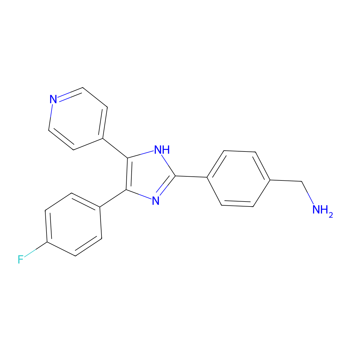 2-(4-Aminomethylphenyl)-4-(4-fluorophenyl)-5-(4-pyridyl)-1H-imidazole molecular structure, CAS 152121-34-1