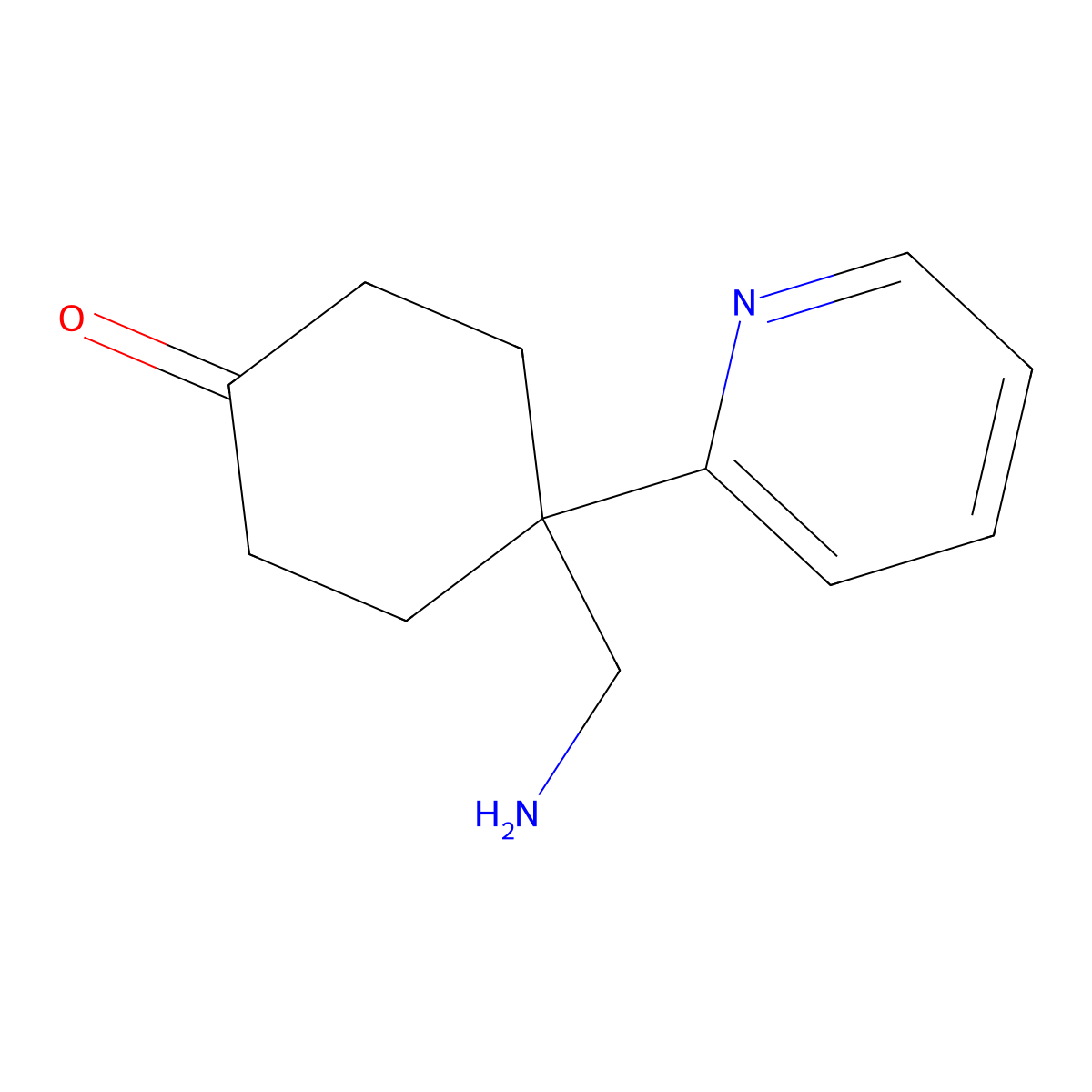 4-(Aminomethyl)-4-(pyridin-2-yl)cyclohexan-1-one molecular structure, CAS 1521212-95-2