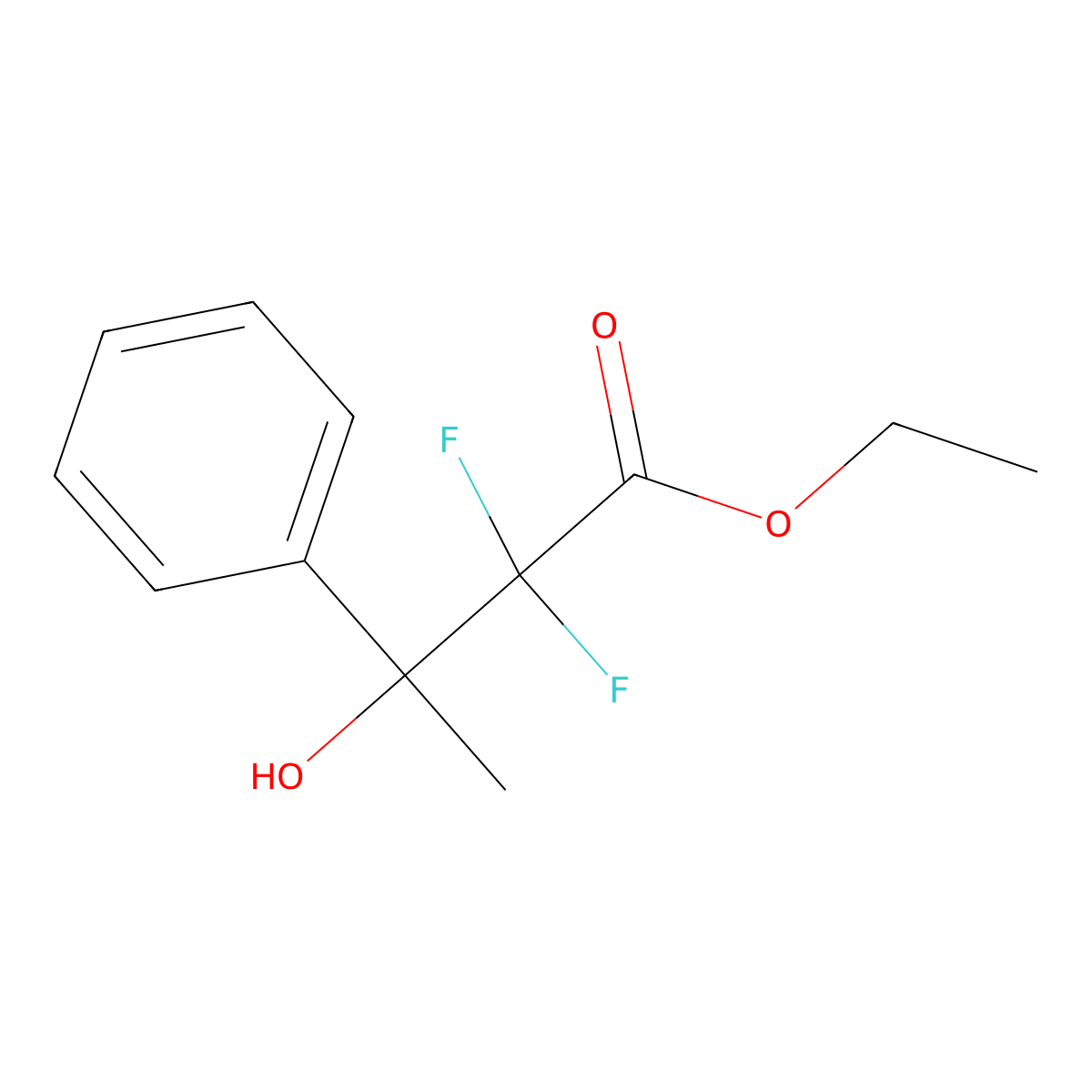 Ethyl 2,2-difluoro-3-hydroxy-3-phenylbutanoate molecular structure, CAS 152123-58-5