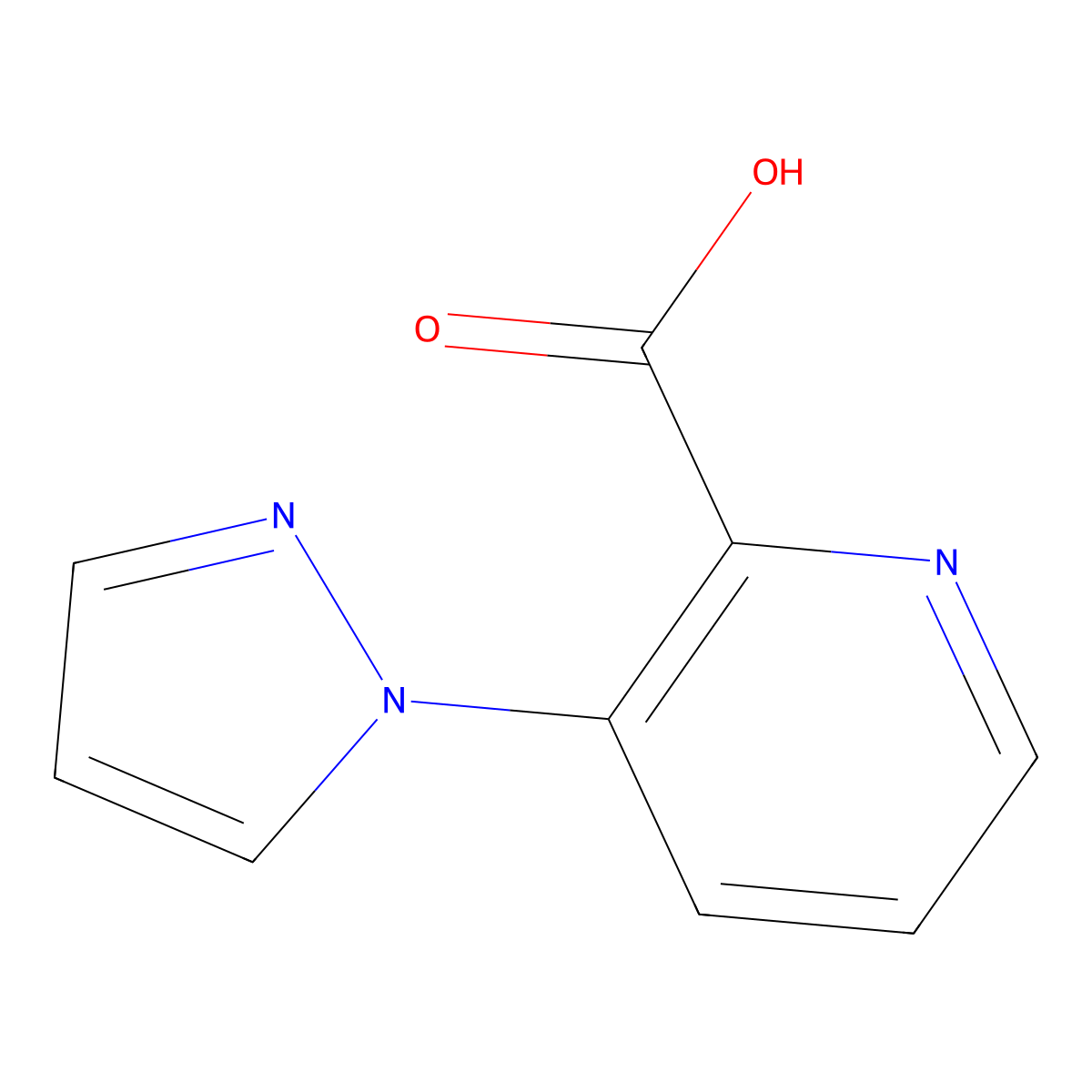 3-(1H-pyrazol-1-yl)pyridine-2-carboxylic acid molecular structure, CAS 1521232-19-8