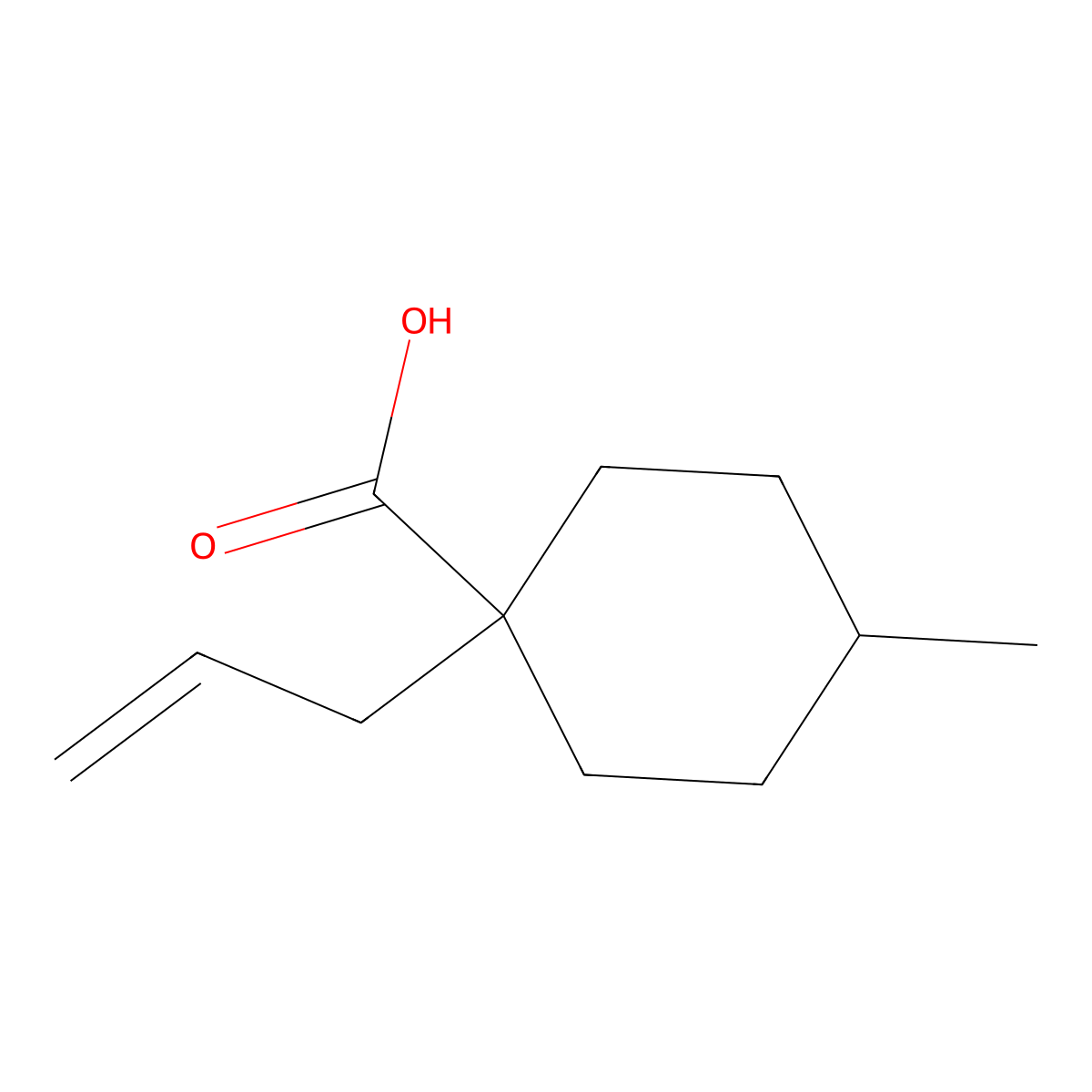 4-Methyl-1-(prop-2-en-1-yl)cyclohexane-1-carboxylic acid molecular structure, CAS 1521249-77-3