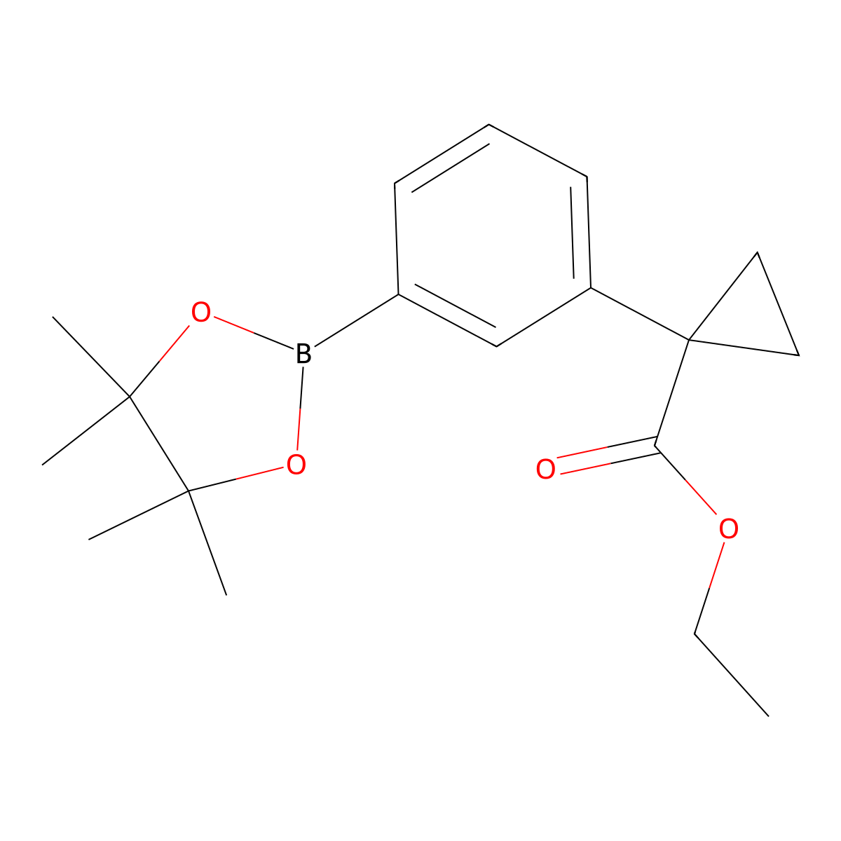 Ethyl 1-(3-(4,4,5,5-tetramethyl-1,3,2-dioxaborolan-2-yl)phenyl)cyclopropane-1-carboxylate molecular structure, CAS 1521255-61-7