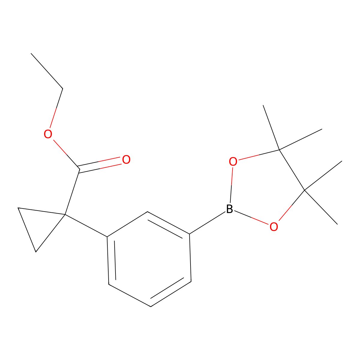 Ethyl 1-(3-(4,4,5,5-tetramethyl-1,3,2-dioxaborolan-2-yl)phenyl)cyclopropane-1-carboxylate molecular structure, CAS 1521255-61-7