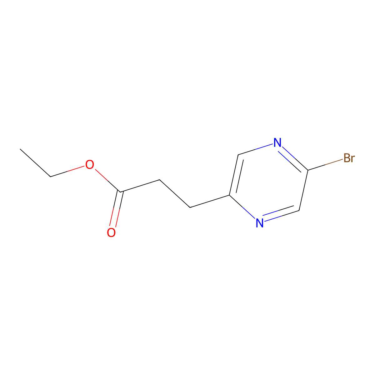 2-Pyrazinepropanoic acid, 5-bromo-, ethyl ester molecular structure, CAS 1521263-39-7