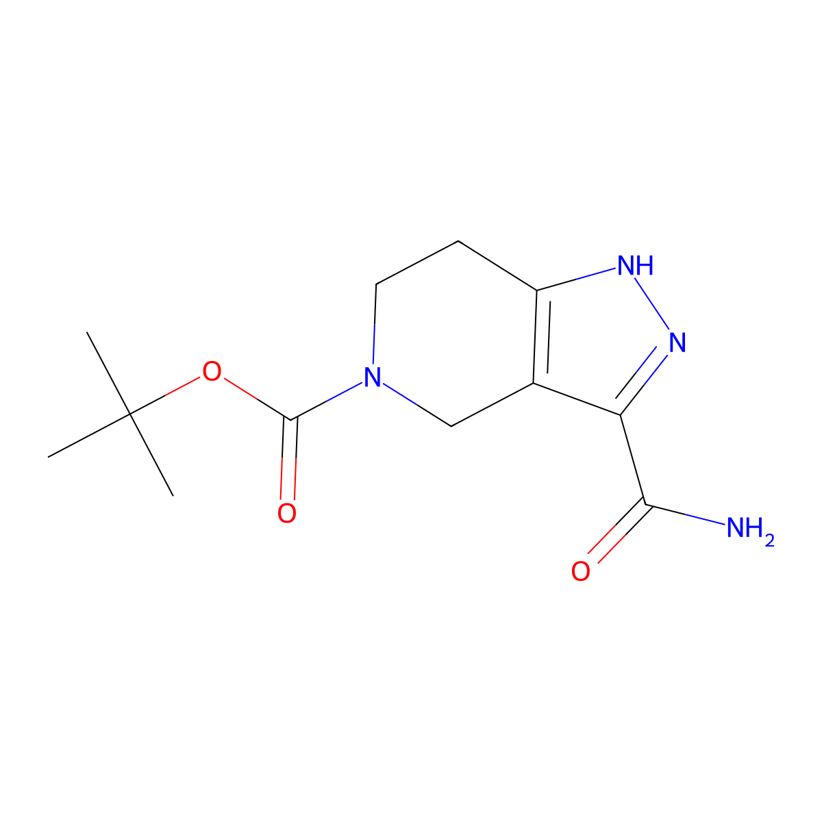 tert-Butyl 3-carbamoyl-1,4,6,7-tetrahydro-5H-pyrazolo[4,3-c]pyridine-5-carboxylate molecular structure, CAS 1521278-83-0