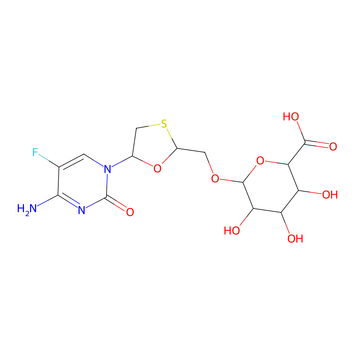 Emtricitabine-2'-o-glucuronide molecular structure, CAS 152128-78-4