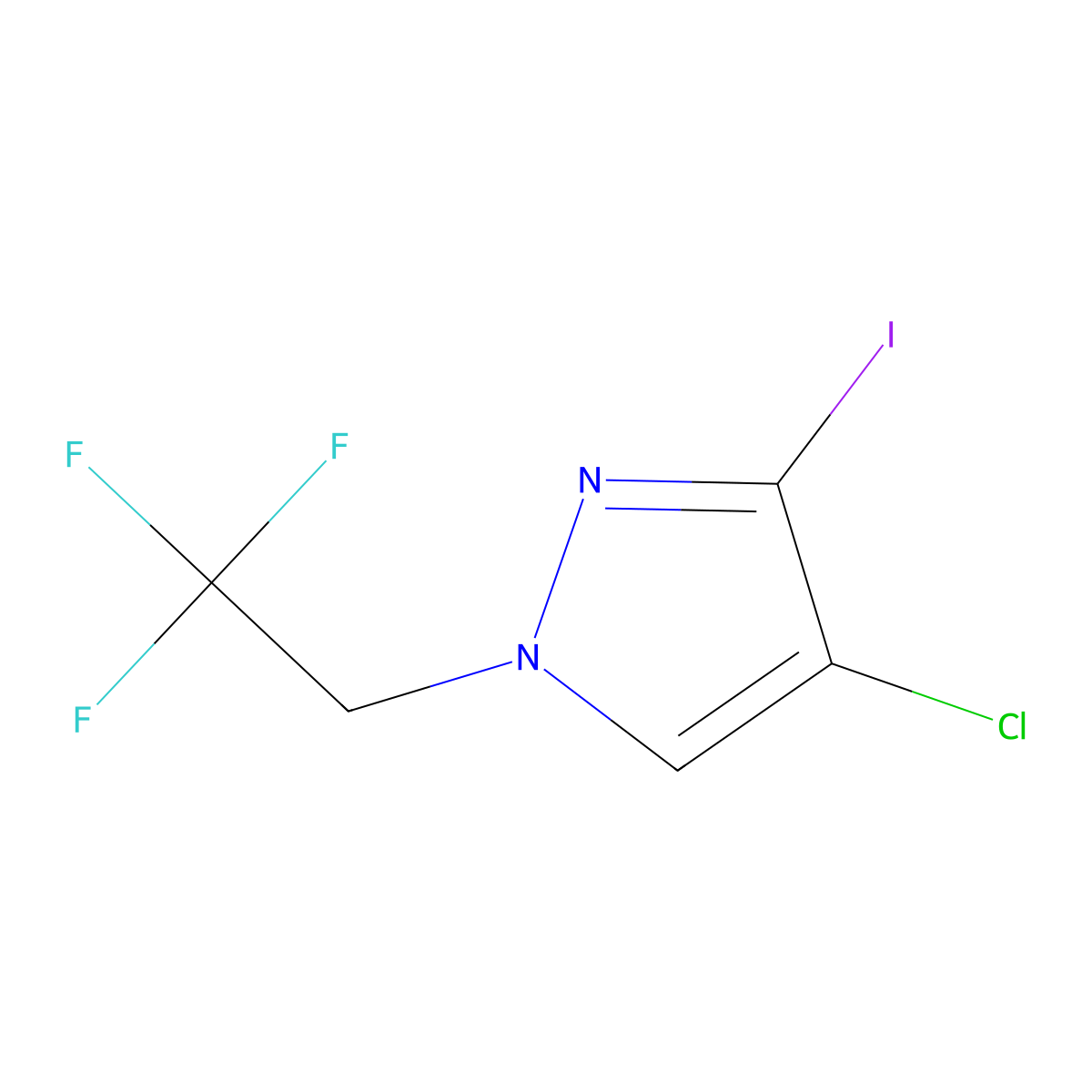 4-chloro-3-iodo-1-(2,2,2-trifluoroethyl)-1H-pyrazole molecular structure, CAS 1521293-48-0